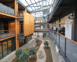 Interior photograph of atrium at Federal Center South Building 1202